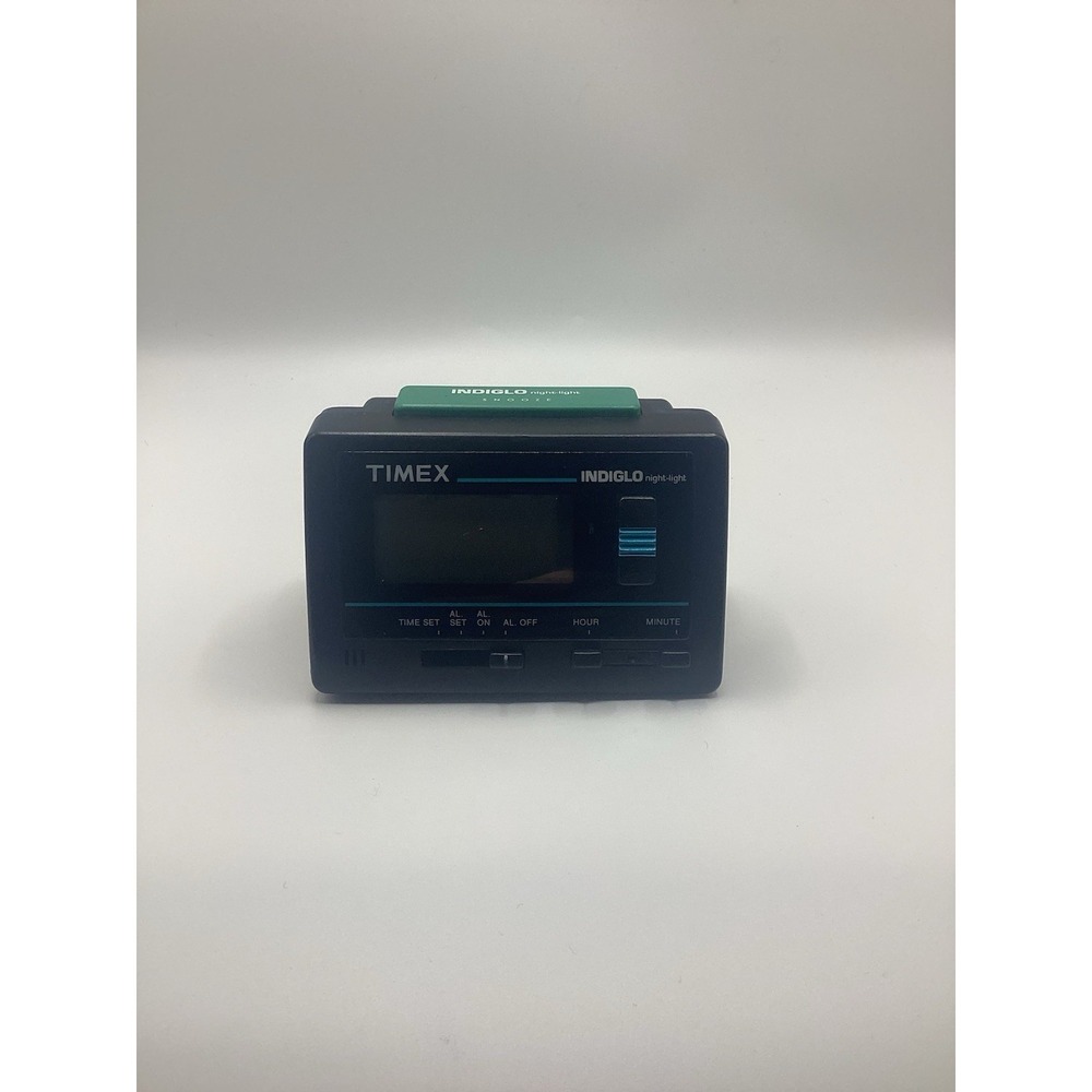 Times Indiglo Digital Alarm Clock Black Teal Snooze Travel